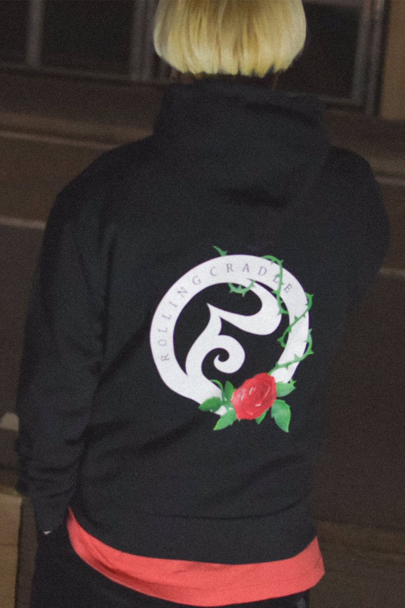 ROLLING CRADLE LOGO ROSE HOODIE / BLACK