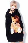 TRAVAS TOKYO Rhinestone Ribbon bear Hoodie【Black】