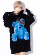 TRAVAS TOKYO Rhinestone Crown bear Hoodie【Black】