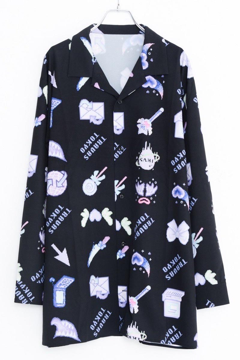 TRAVAS TOKYO【トラバストーキョー】8bit dependence open collar shirts Black