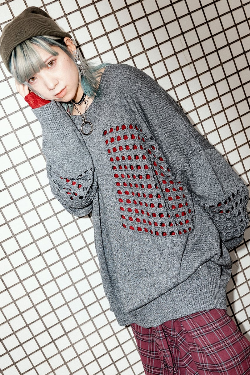 SLEEPING TABLET(スリーピング・タブレット) VOID [ COTTON KNIT SWEATER ] MIX GREY