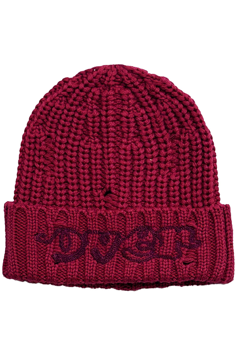 over print (オーバープリント) stitch beanie RED