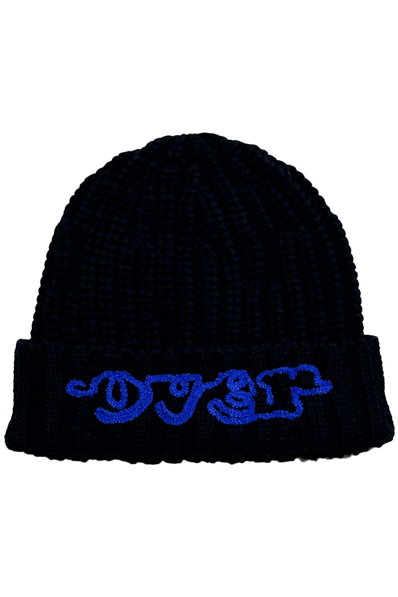 over print (オーバープリント) stitch beanie BLACK
