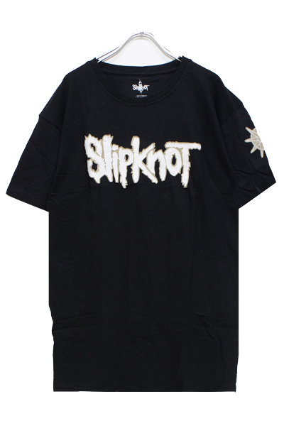 SLIPKNOT UNISEX FASHION TEE: LOGO & STAR (APPLIQUE MOTIFS)
