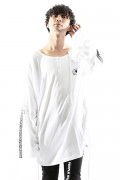 SILLENT FROM ME CLOUD -Henley Neck Drawstring WHITE