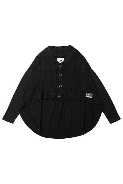 SILLENT FROM ME COCOON -Switched Knit Cardigan- BLACK
