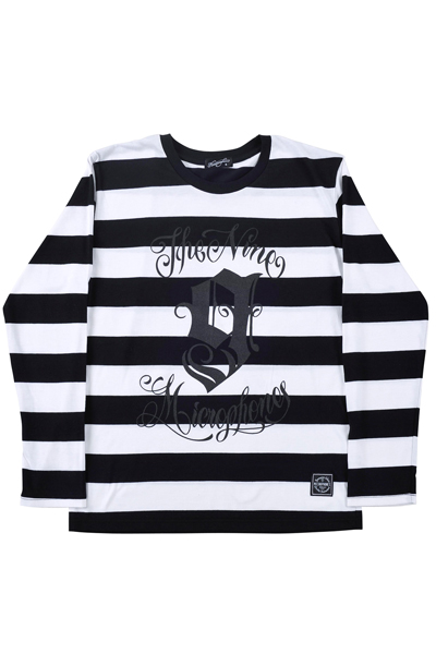 Nine Microphones BORDER TEE L/S -9MC Vrew- WHITE