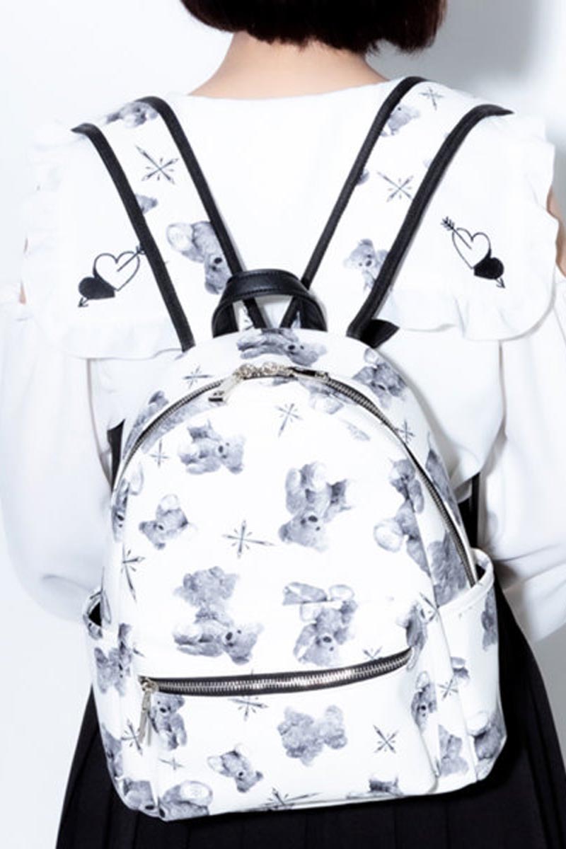 TRAVAS TOKYO【トラヴァストーキョー】 PU Back Pack [Small] Myriad of bears White