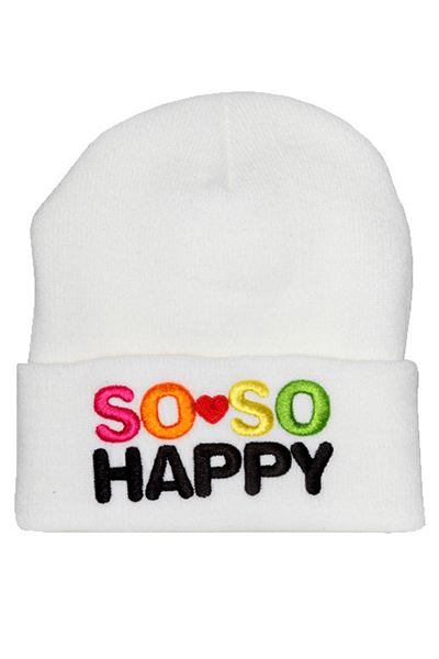 SO SO HAPPY BEANIE WHITE