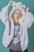 PSYCHO NATION(サイコ・ネーション) クマ耳ボア ZIP パーカー - White