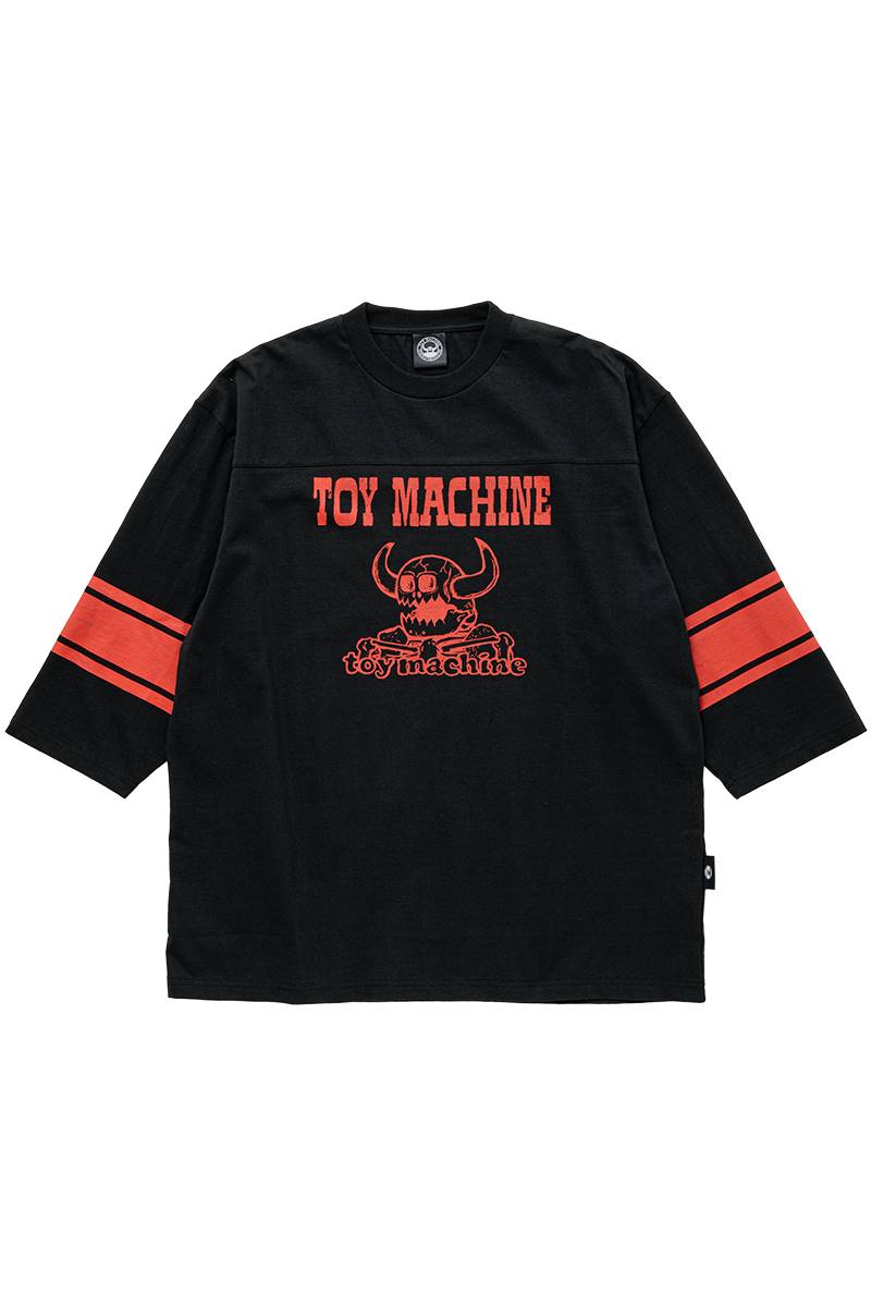TOY MACHINE(トイマシーン) DEATH MONSTER FOOTBALL 3/4 SLEEVE TEE - Black