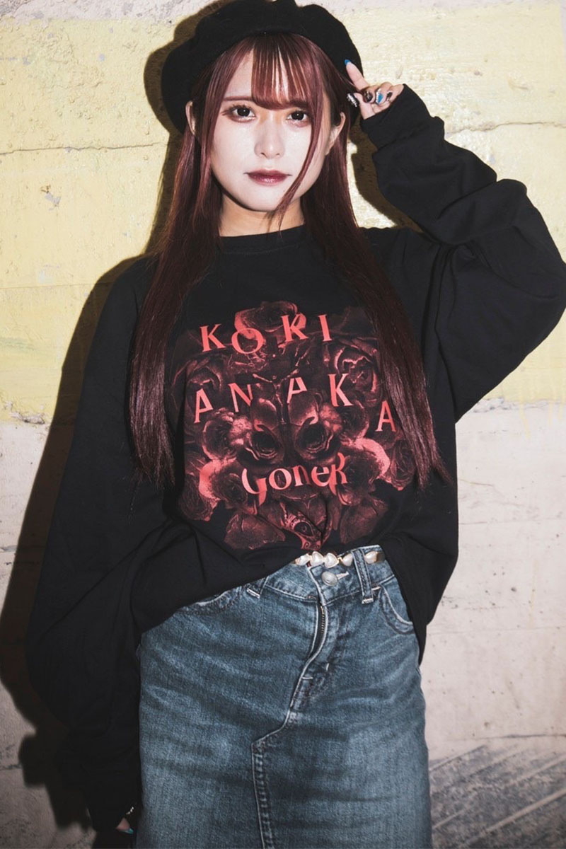 ロックファッション バンドグッズのgekirock Clothing Goner 田中聖 Goner L S T Shirts Black Red