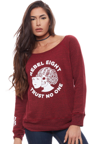 REBEL8 WOMENS TWO FACED CREWNECK