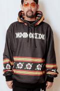 ANIMALIA (アニマリア) ATTERNED ALL OVER HOODIE : Vintage Flowers BLACK