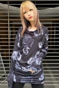 CIVARIZE フラワー総柄ドレープロンT Black