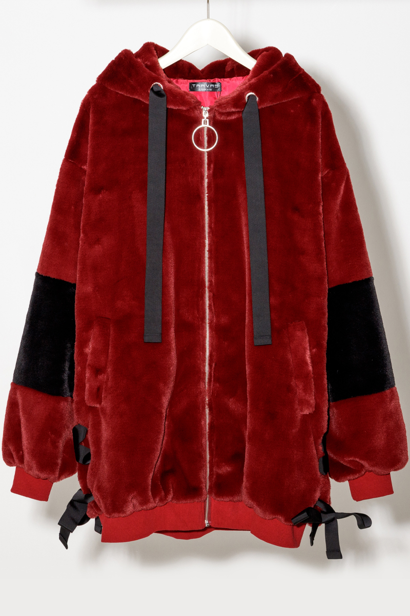 TRAVAS TOKYO バックロゴオーバーサイズフェイクファーパーカー TRAVAS TOKYO バックロゴオーバーサイズフェイクファーパーカー