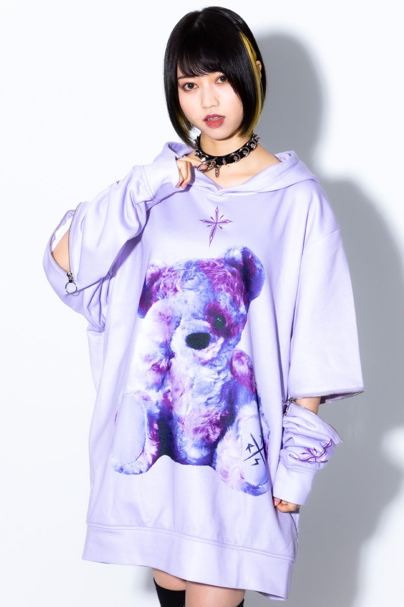 TRAVAS TOKYO Furry bear arm zip hoodie Purple