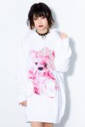 TRAVAS TOKYO Rhinestone Ribbon bear Hoodie White