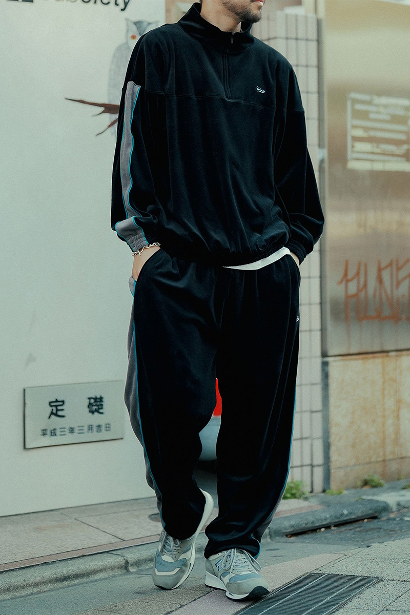 Subciety (サブサエティ) VELOUR HALF ZIP BLACK / ロック Subciety (サブサエティ) VELOUR HALF ZIP BLACK / ロック