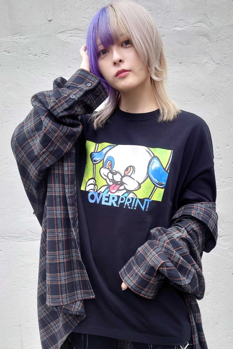 over print (オーバープリント) DOG EYES Heavy LS Tee (BLACK)