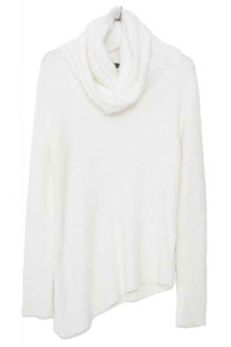 CIVARIZE【シヴァーライズ】フェザーヤーン切り替えアシンメトリードレープニット WHITE