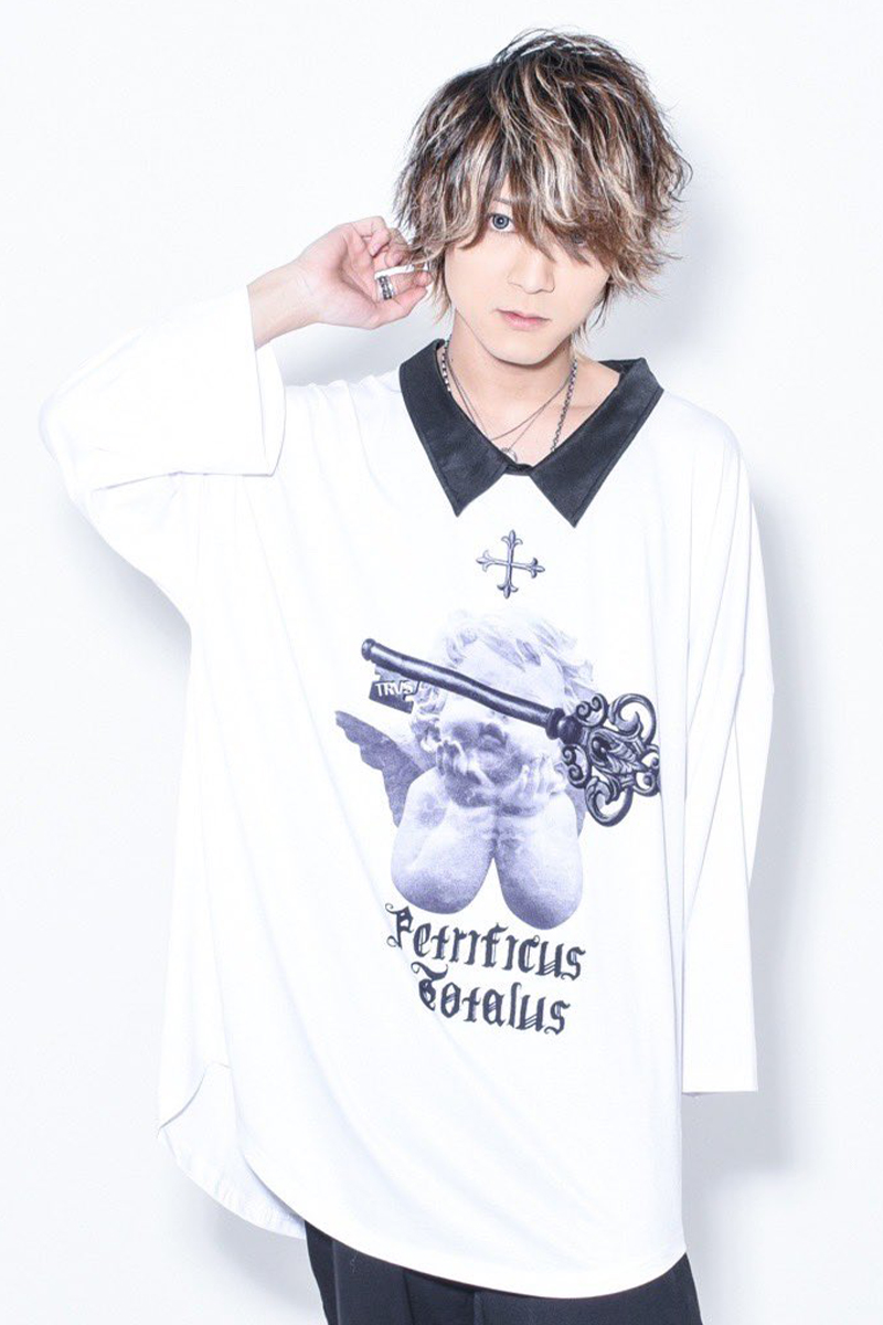 TRAVAS TOKYO【トラバストーキョー】Locked angel collared BIG L/S Tee White