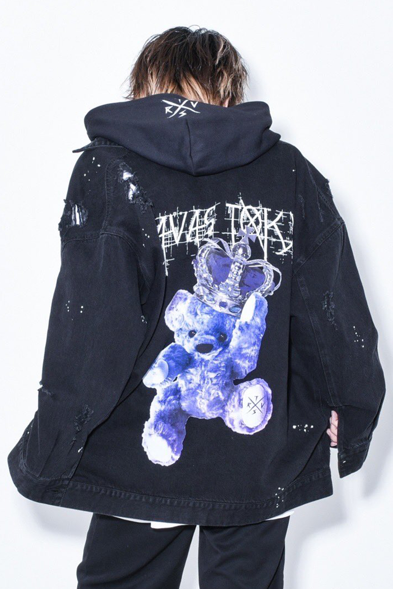 TRAVAS TOKYO Crown bear denim Jacket Black