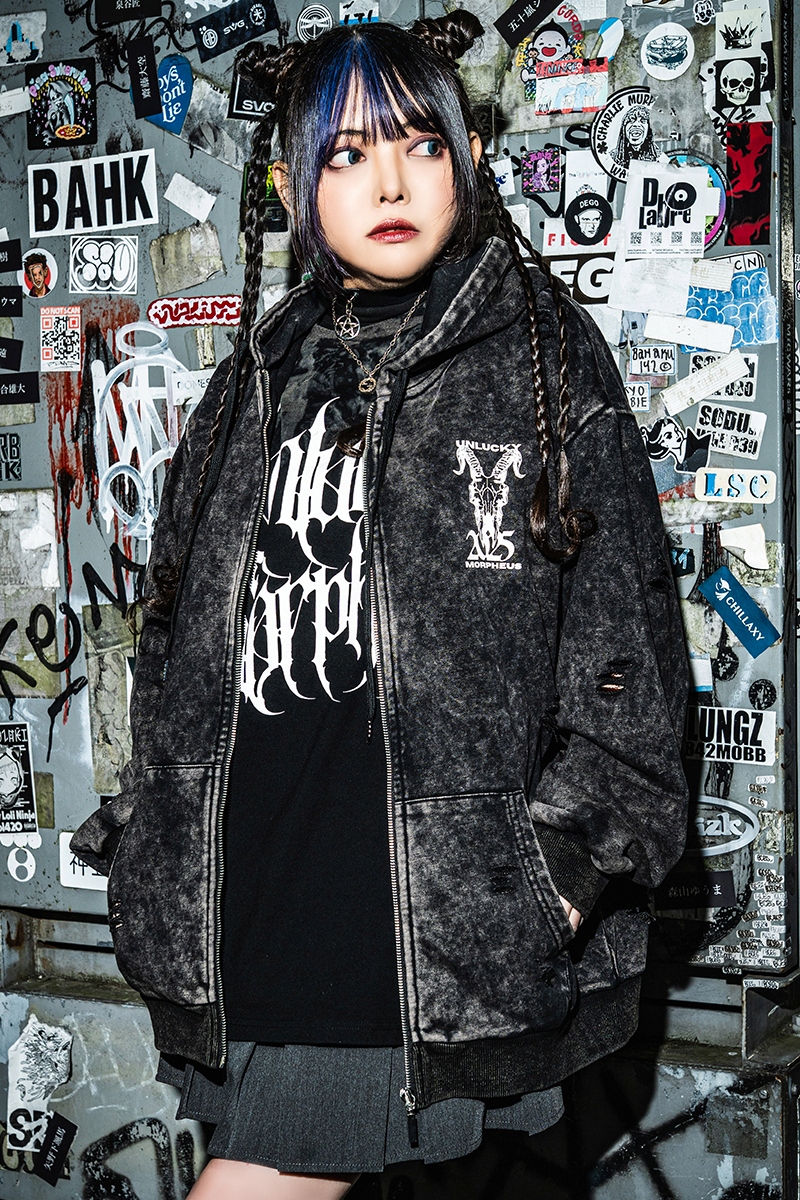 【予約商品】Unlucky Morpheus×GEKIROCK CLOTHING コラボ・ジップアップ・パーカー - Pigment