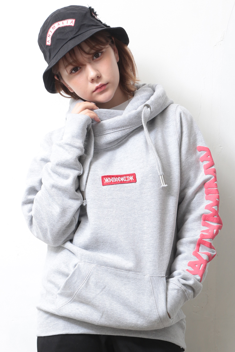 ANIMALIA AN20A-SW09 Cross-Neck Heavy Oz Hoodie GRAY