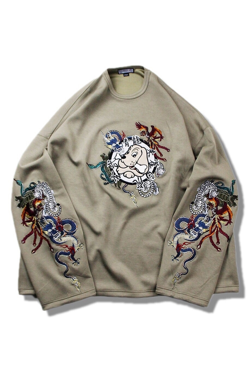 GALFY 神YABAI BIG クルー KHAKI / ロックファッション / バンド GALFY 神YABAI BIG クルー KHAKI / ロックファッション / バンド