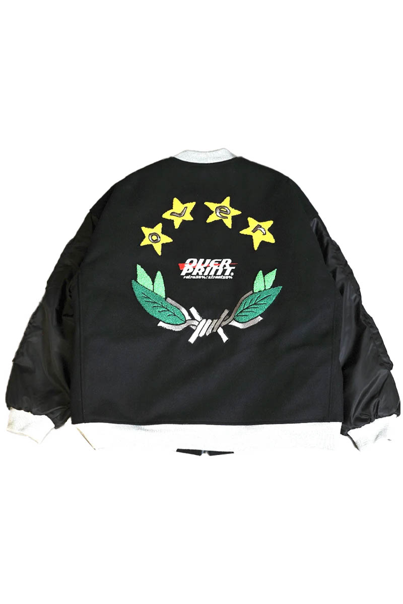 over print (オーバープリント) Melton MA-1 jacket - Black