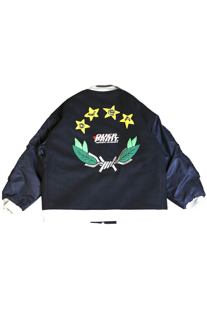 over print (オーバープリント) Melton MA-1 jacket - Black/Navy
