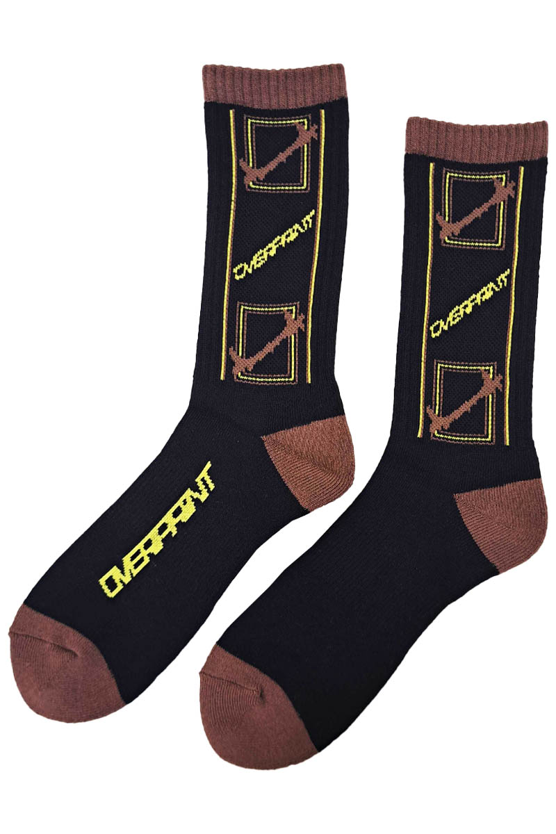 over print (オーバープリント) vender socks - Black/Brown