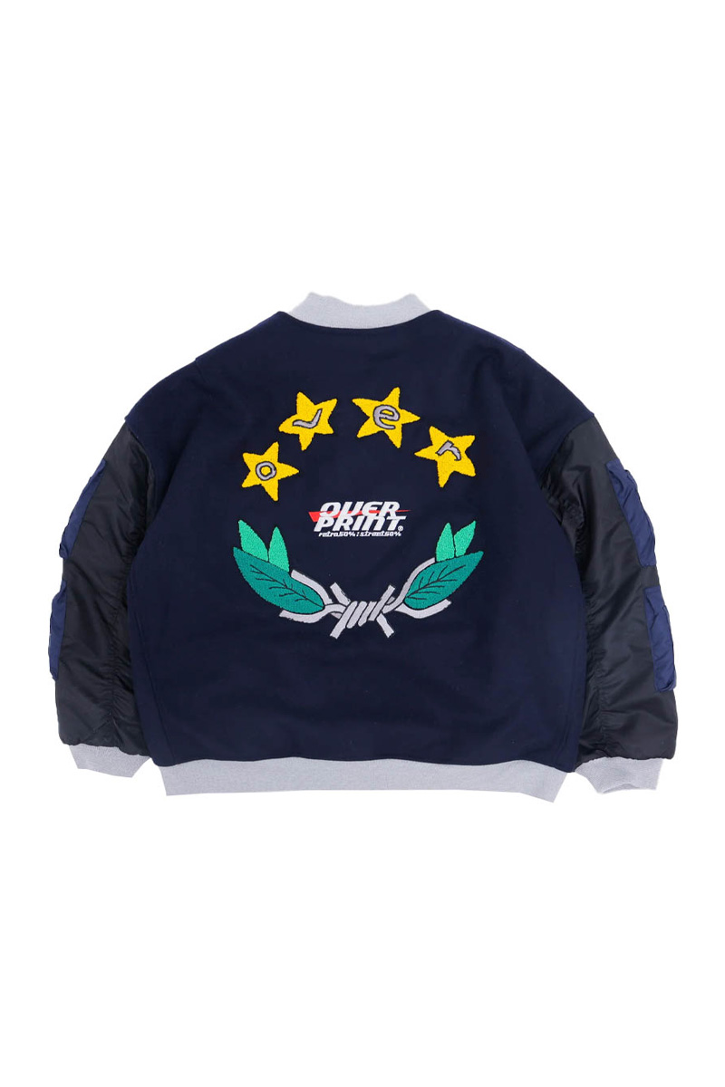 over print (オーバープリント) Melton MA-1 jacket - Navy