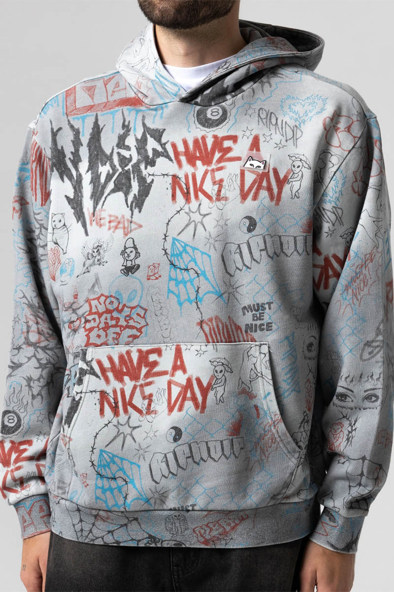 RIPNDIP (リップンディップ) Marker Hoodie - Sage Grey Vintage Wash