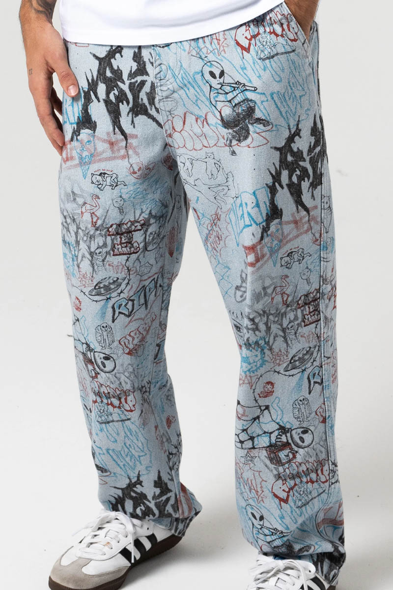RIPNDIP (リップンディップ) Marker Wide Fit Pants - Light Wash Denim