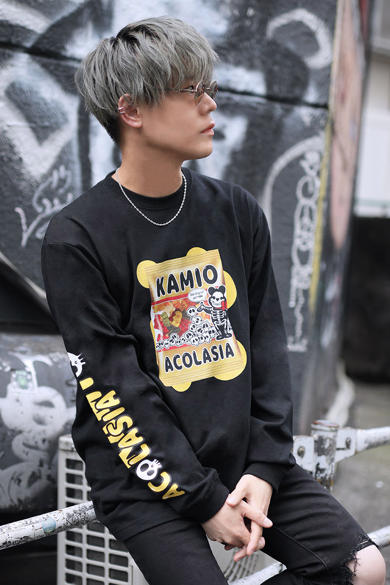 神尾晋一郎×acOlaSia×GEKIROCK CLOTHINGコラボ・ロンT KAMMY BEAR -100g- BLACK