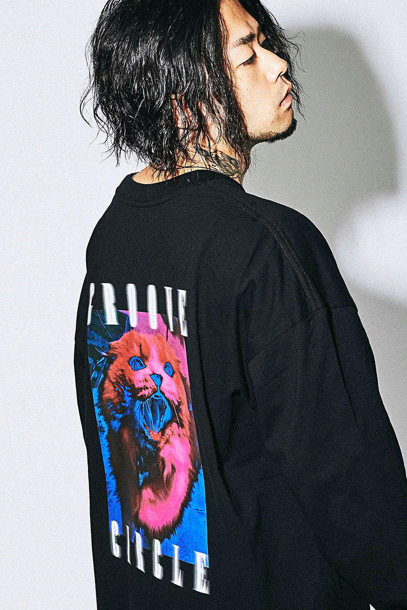 MUSIC SAVED MY LIFE M201-02L1-CL01 CAT OVERSIZED LONG SLEEVE TEE BLACK
