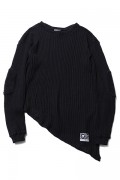 SILLENT FROM ME GHOST -Asymmetry Knit Sweater- BLACK