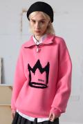 MISHKA (ミシカ) LOGO HALF ZIP KNIT PINK