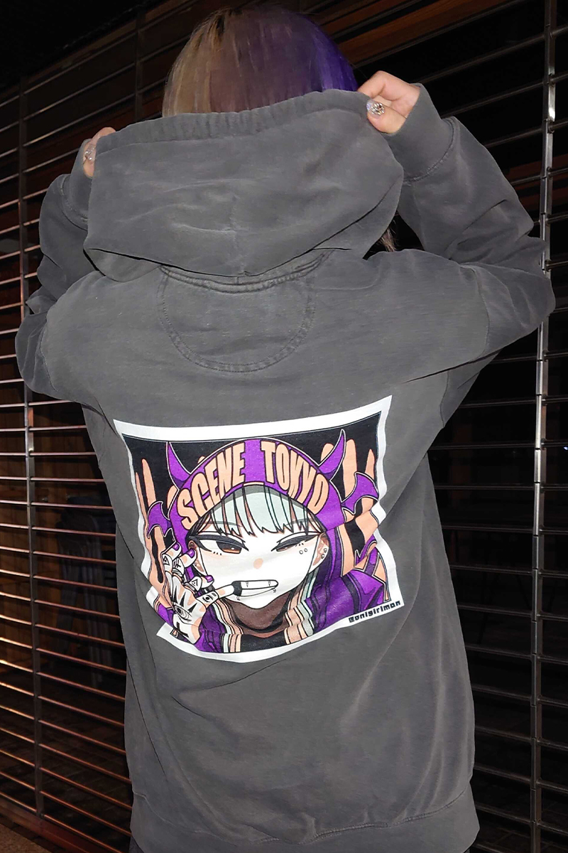 SCENE TOKYO (シーントウキョウ) Devil girl hoodie PIGMENT BLACK