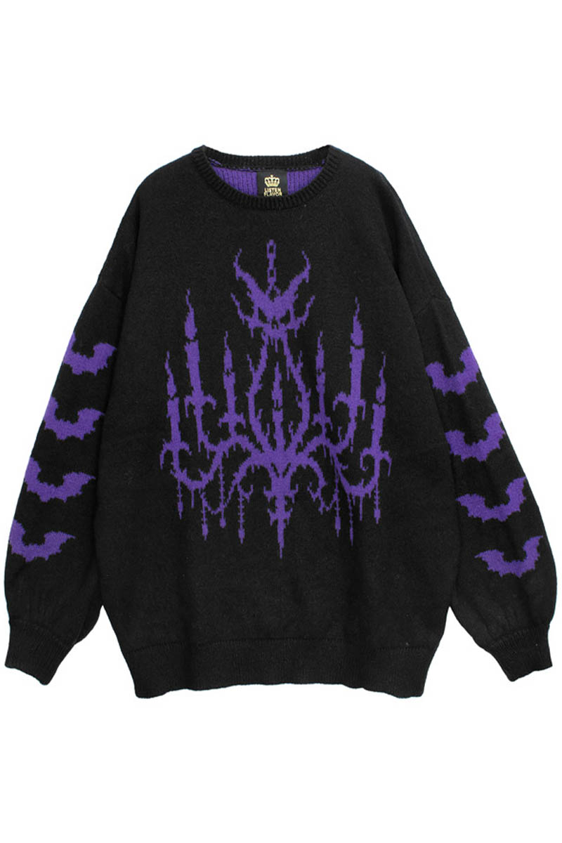 LISTEN FLAVOR (リッスン・フレーバー) 魔界のシャンデリアニット - Black x Purple