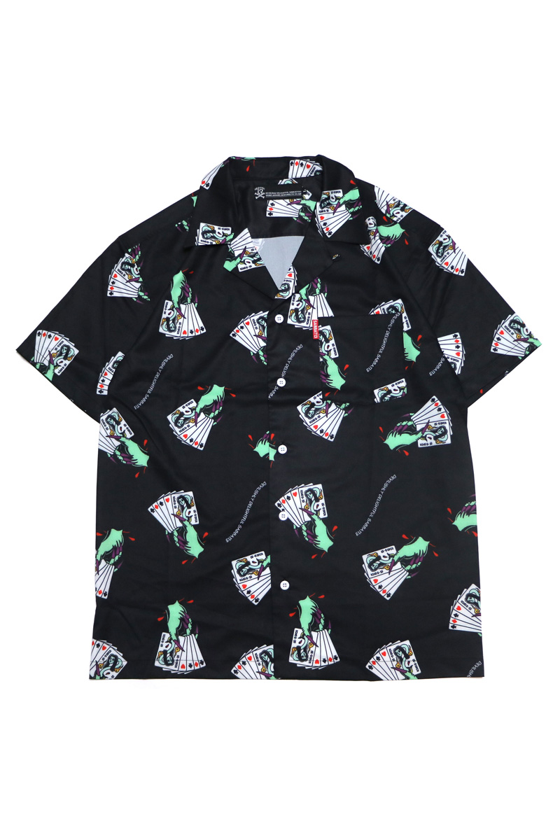 ロックファッション バンドグッズのgekirock Clothing Sabbat13 Yokai Trump Aloha ブラック