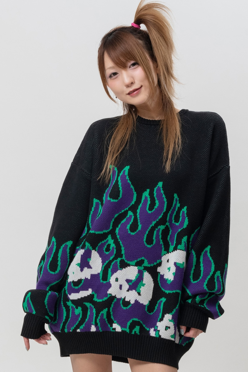 MAGICAL MOSH MISFITS (マジカル・モッシュ・ミスフィッツ) FIRE SWEATER - Doku