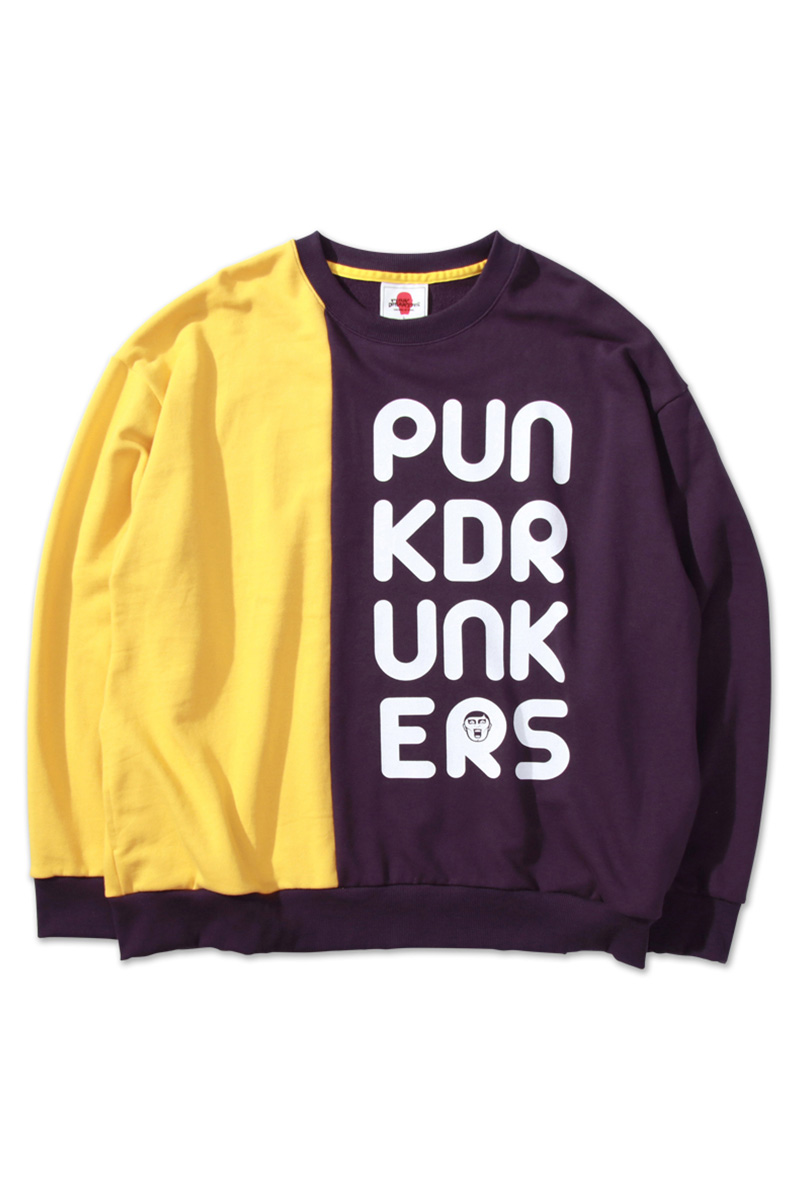 PUNK DRUNKERS 2/3たっぷりトレーナー PURPLE/YELLOW