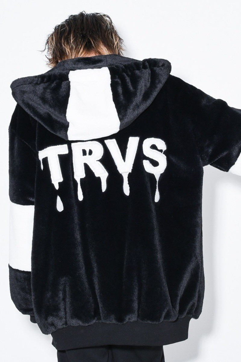 【美品】TRAVAS TOKYO パッチワークバックロゴファー パーカー