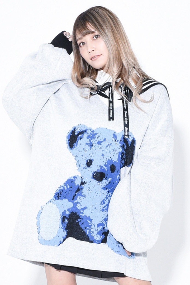 TRAVAS TOKYO【トラヴァストーキョー】 FURRY BEARセーラーカラーニット Blue