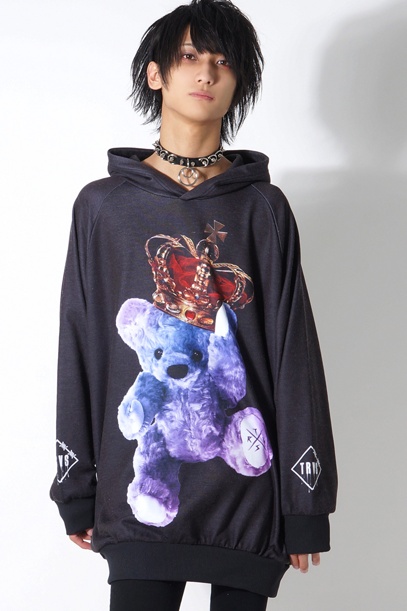 TRAVAS TOKYO CROWN BEARモアビッグパーカー Black×Blue(ブラック×ブルー)