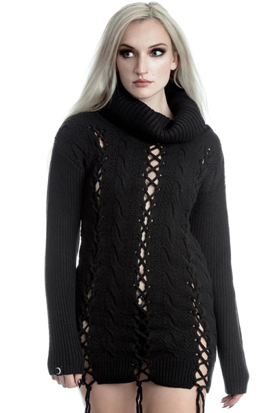 KILL STAR CLOTHING Zora Lace-Up Knit Sweater