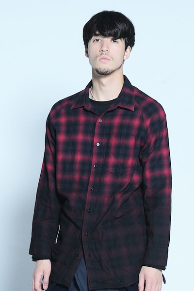 VIRGO Gradation check middle shirts RED